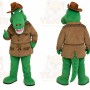 Green Alligator Mascot Costume with Custom Logo