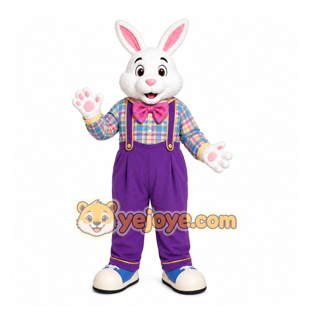 White Rabbit Mascot Costume with Custom Logo White Rabbit Mascot Costume with Custom Logo