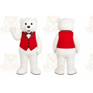 White Bear Mascot Costume with Custom Logo