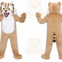 Tan Tiger Mascot Costume with Custom Logo