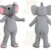 Gray Elephant Mascot Costume with Custom Logo