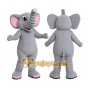 Gray Elephant Mascot Costume with Custom Logo