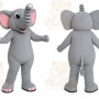 Gray Elephant Mascot Costume with Custom Logo