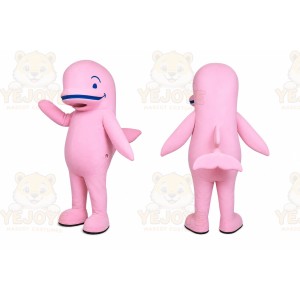 Pink Dolphin Mascot Costume with Custom Logo