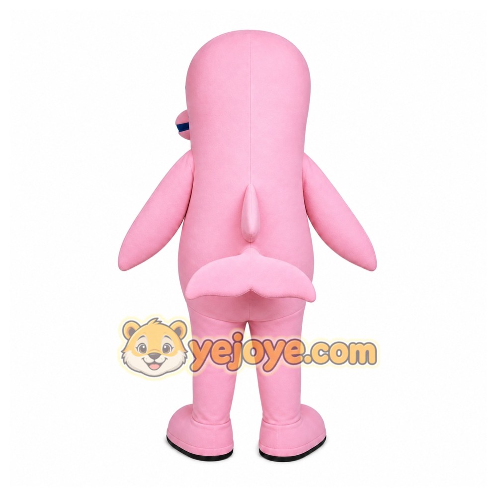 Pink Dolphin Mascot Costume with Custom Logo Pink Dolphin Mascot Costume with Custom Logo