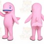 Pink Dolphin Mascot Costume with Custom Logo