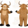 Brown Bull Mascot Costume with Custom Logo