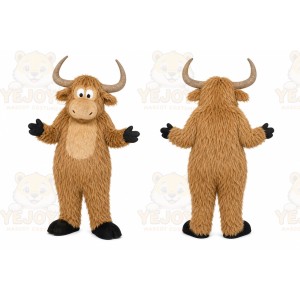 Brown Bull Mascot Costume with Custom Logo