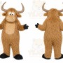 Brown Bull Mascot Costume with Custom Logo