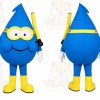 Blue Water Drop Mascot Costume with Custom Logo