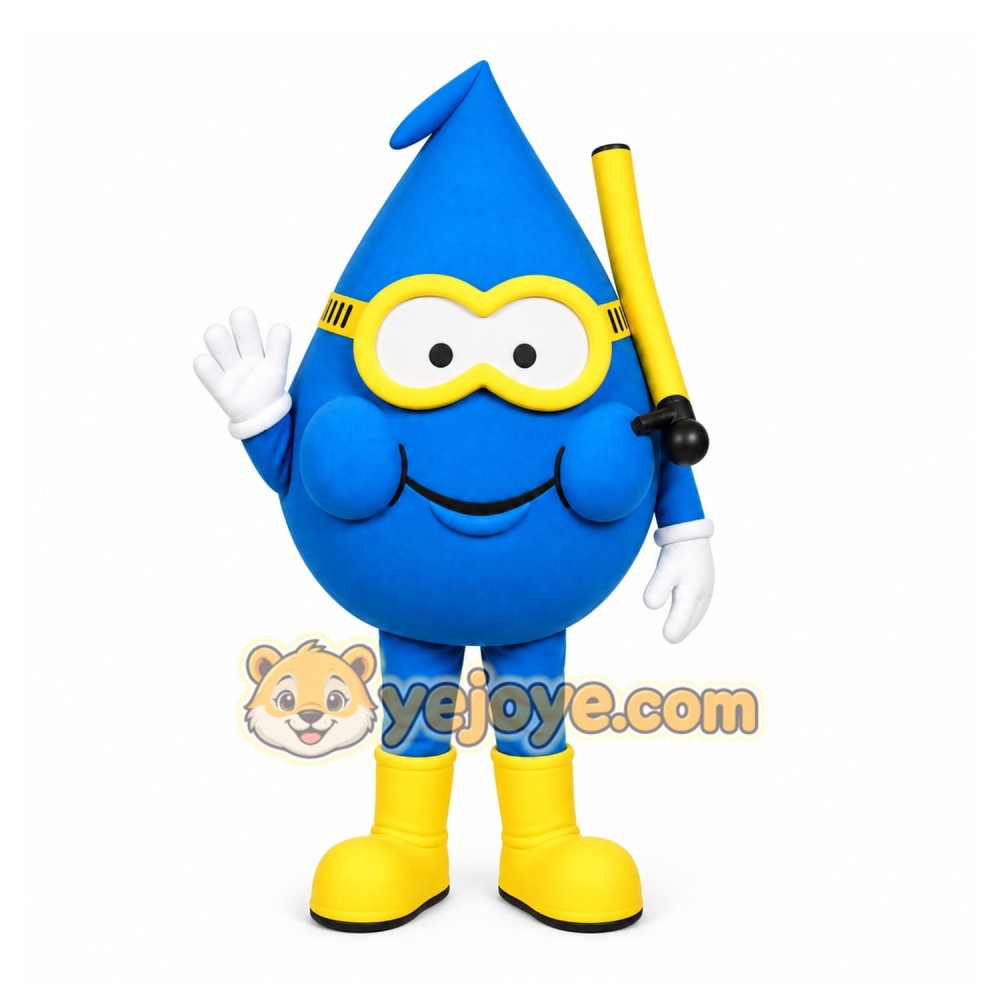 Blue Water Drop Mascot Costume with Custom Logo Blue Water Drop Mascot Costume with Custom Logo