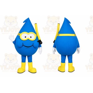 Blue Water Drop Mascot Costume with Custom Logo