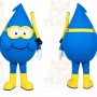Blue Water Drop Mascot Costume with Custom Logo