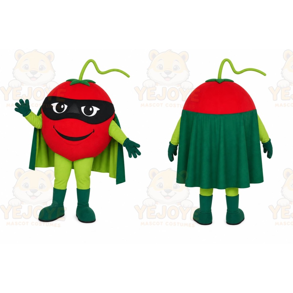 Red Tomato Mascot Costume with Custom Logo