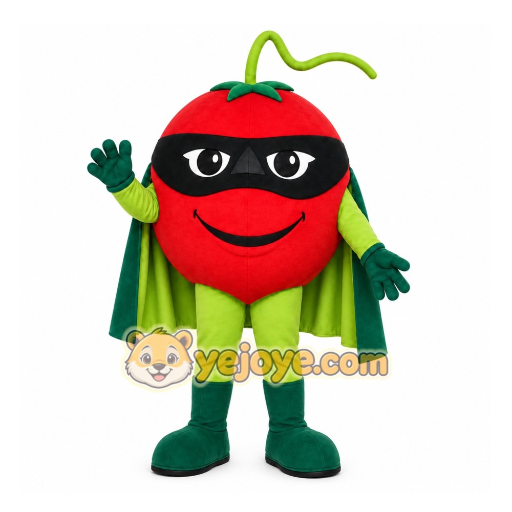 Red Tomato Mascot Costume with Custom Logo Red Tomato Mascot Costume with Custom Logo