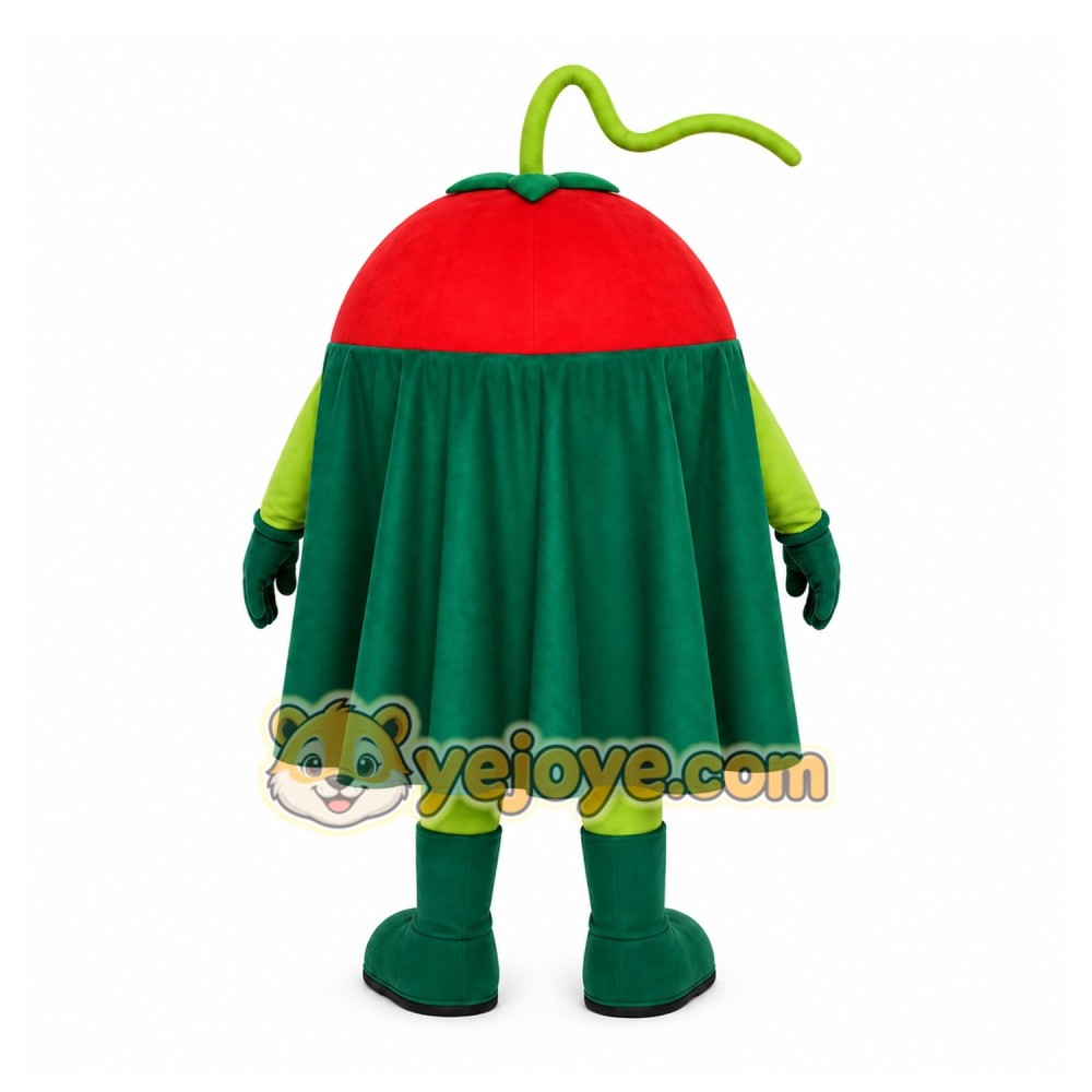 Red Tomato Mascot Costume with Custom Logo Red Tomato Mascot Costume with Custom Logo