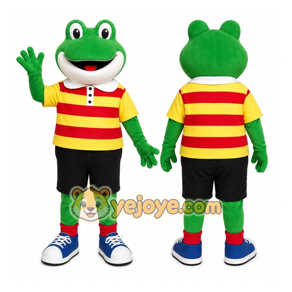 Green Frog Mascot Costume with Custom Logo Green Frog Mascot Costume with Custom Logo