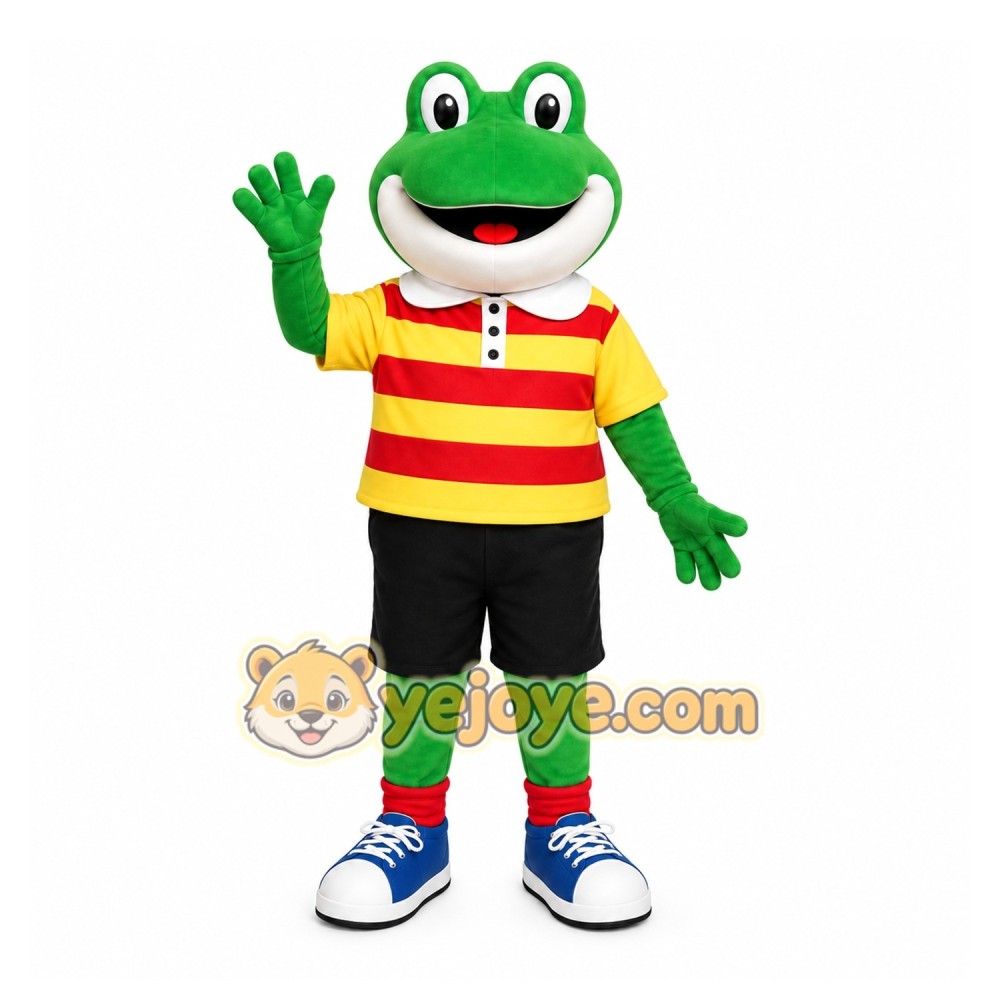 Green Frog Mascot Costume with Custom Logo Green Frog Mascot Costume with Custom Logo