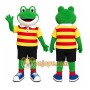 Green Frog Mascot Costume with Custom Logo