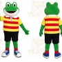 Green Frog Mascot Costume with Custom Logo