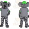 Gray Koala Mascot Costume with Custom Logo