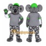 Gray Koala Mascot Costume with Custom Logo