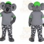 Gray Koala Mascot Costume with Custom Logo