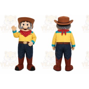 Yellow Cowboy Mascot Costume with Custom Logo