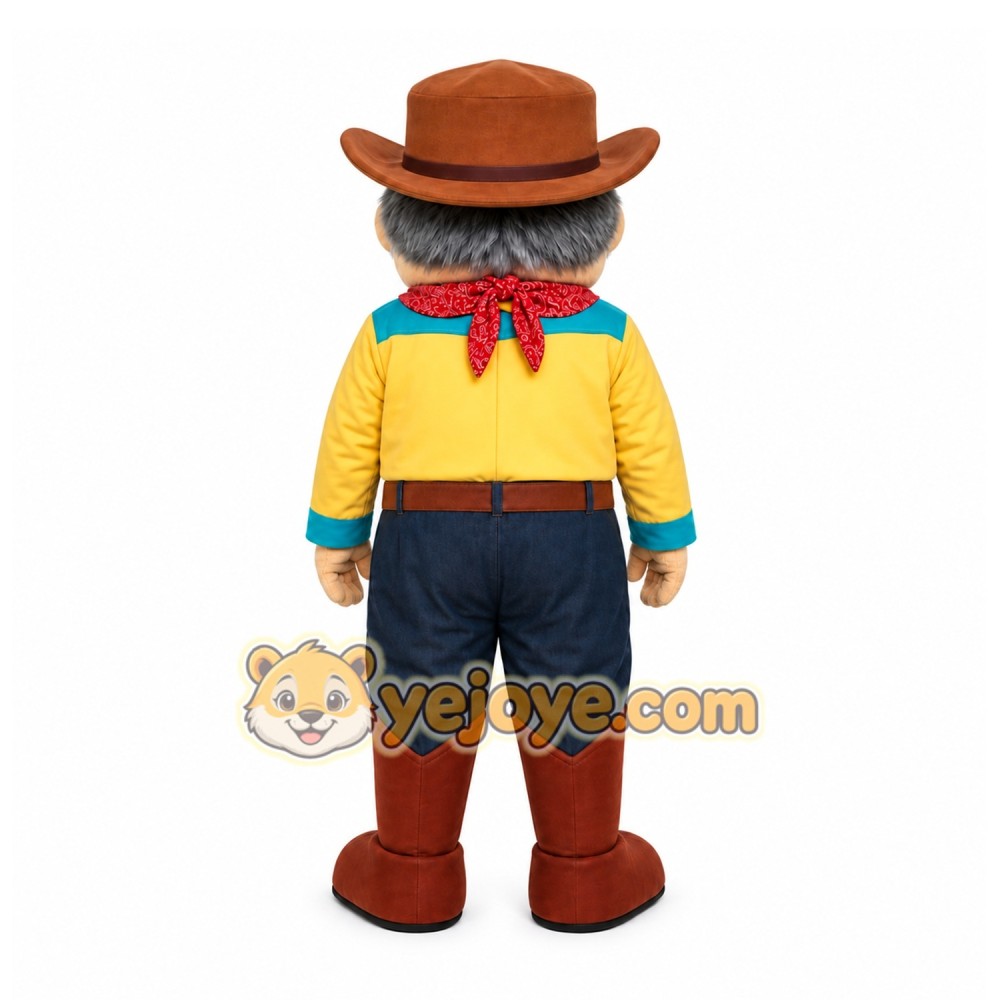 Yellow Cowboy Mascot Costume with Custom Logo Yellow Cowboy Mascot Costume with Custom Logo