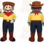 Yellow Cowboy Mascot Costume with Custom Logo