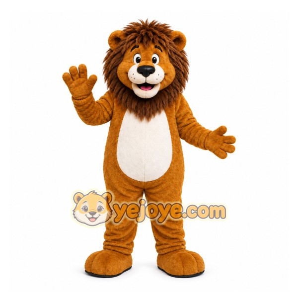 Brown Lion Mascot Costume with Custom Logo