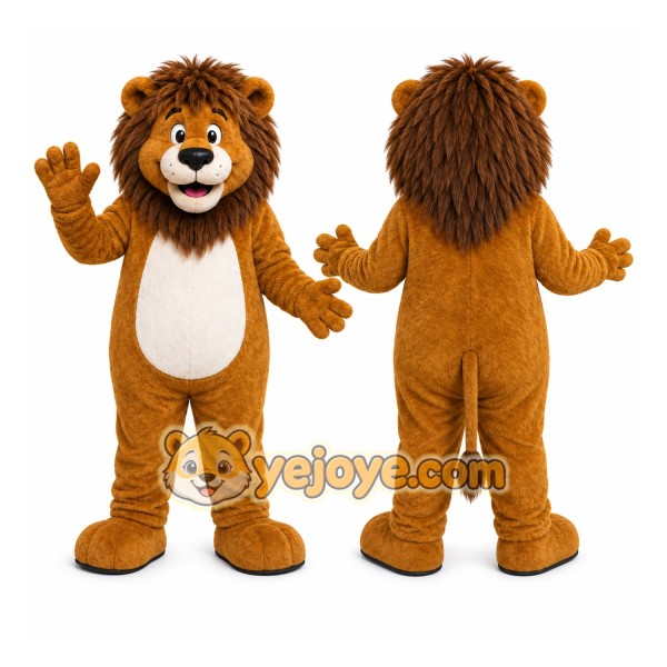 Brown Lion Mascot Costume with Custom Logo