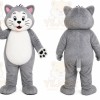 Gray Cat Mascot Costume with Custom Logo