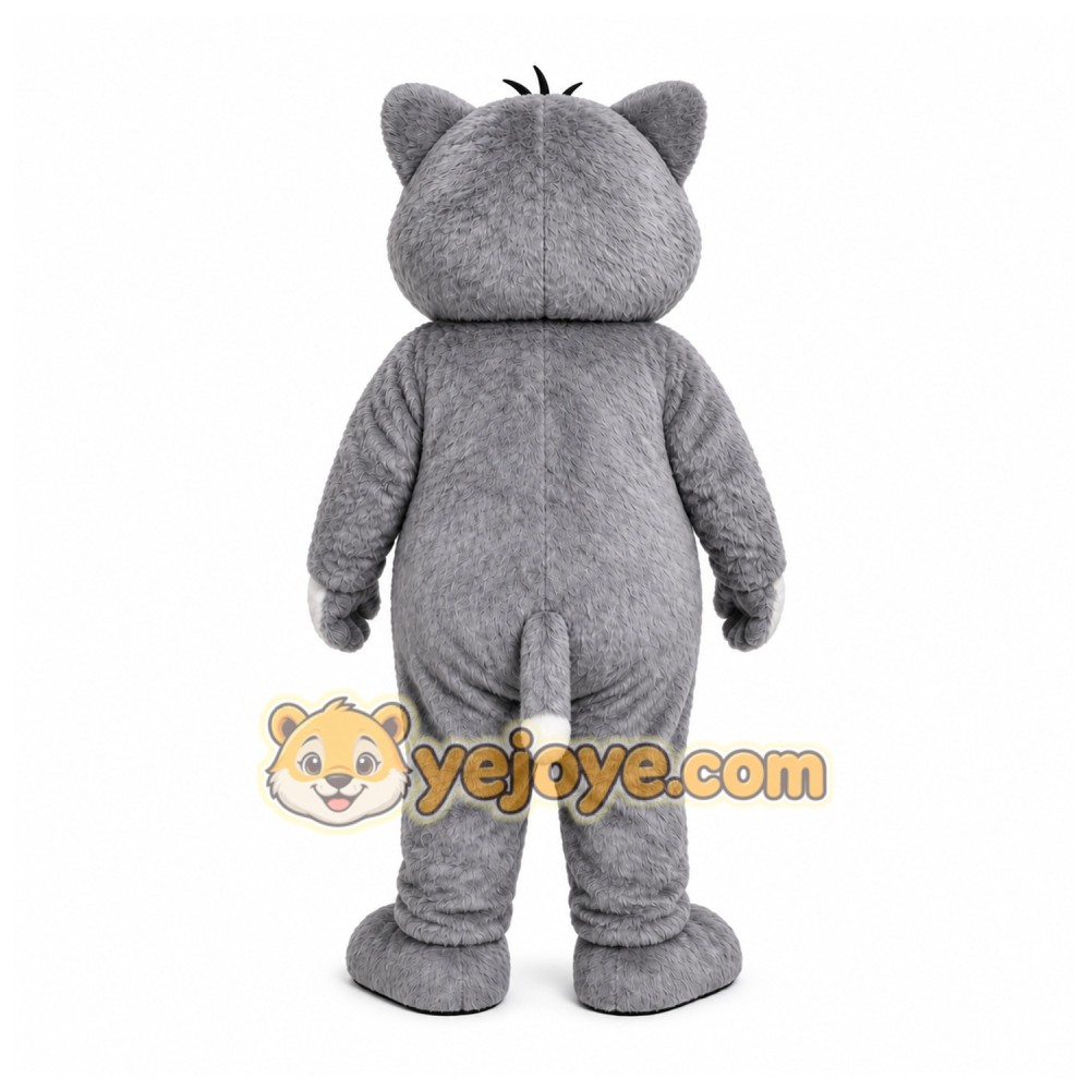 Gray Cat Mascot Costume with Custom Logo Gray Cat Mascot Costume with Custom Logo