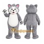 Gray Cat Mascot Costume with Custom Logo