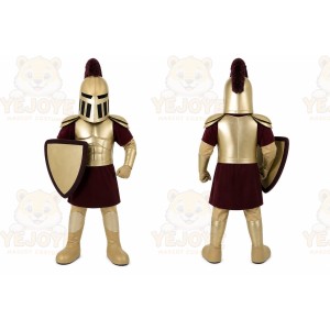 Gold Roman Warrior Mascot Costume with Custom Logo