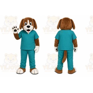 Brown Dog Mascot Costume with Custom Logo