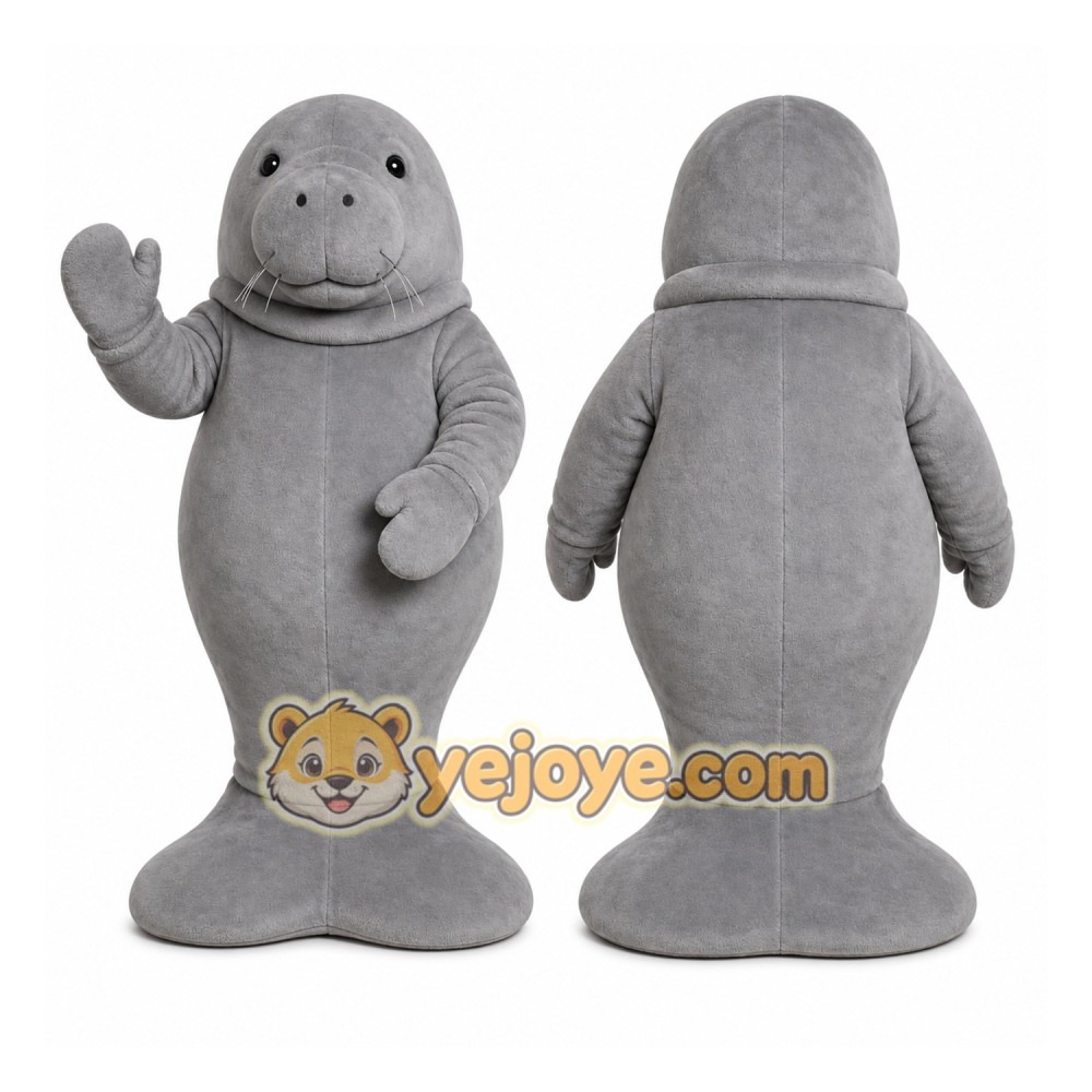 Gray Seal Mascot Costume with Custom Logo Gray Seal Mascot Costume with Custom Logo
