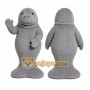 Gray Seal Mascot Costume with Custom Logo