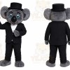 Black Koala Mascot Costume with Custom Logo