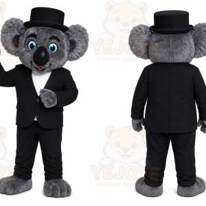 Black Koala Mascot Costume with Custom Logo