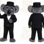 Black Koala Mascot Costume with Custom Logo