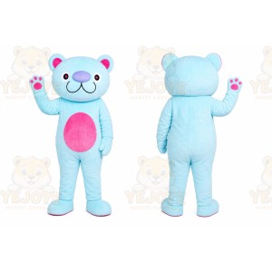 Blue Bear Mascot Costume with Custom Logo