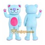 Blue Bear Mascot Costume with Custom Logo