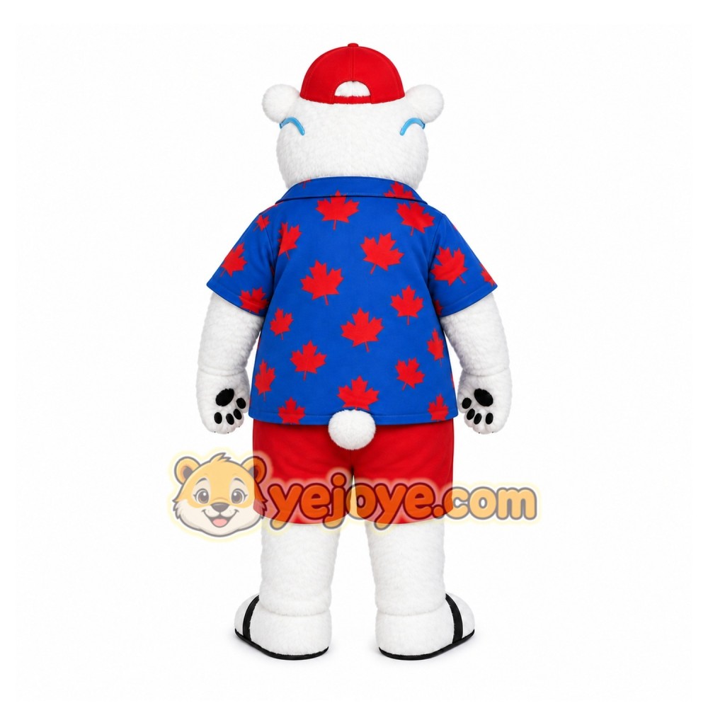 White Bear Mascot Costume with Custom Logo White Bear Mascot Costume with Custom Logo