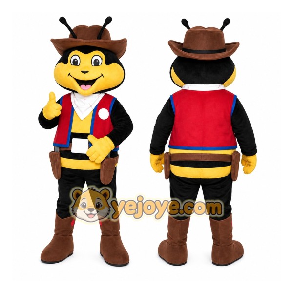 Yellow Bee Mascot Costume with Custom Logo