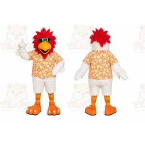 White Bird Mascot Costume with Custom Logo