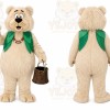 Beige Bear Mascot Costume with Custom Logo