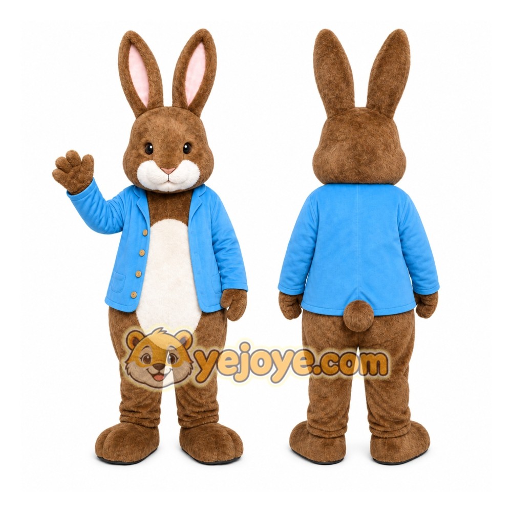 Brown Rabbit Mascot Costume with Custom Logo Brown Rabbit Mascot Costume with Custom Logo