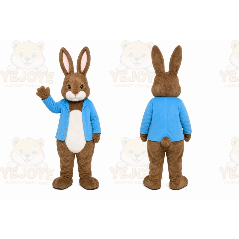 Brown Rabbit Mascot Costume with Custom Logo